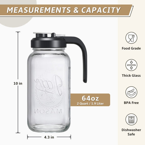 AOZITA Jarra de vidrio con gran capacidad para servir agua, jugos y té.