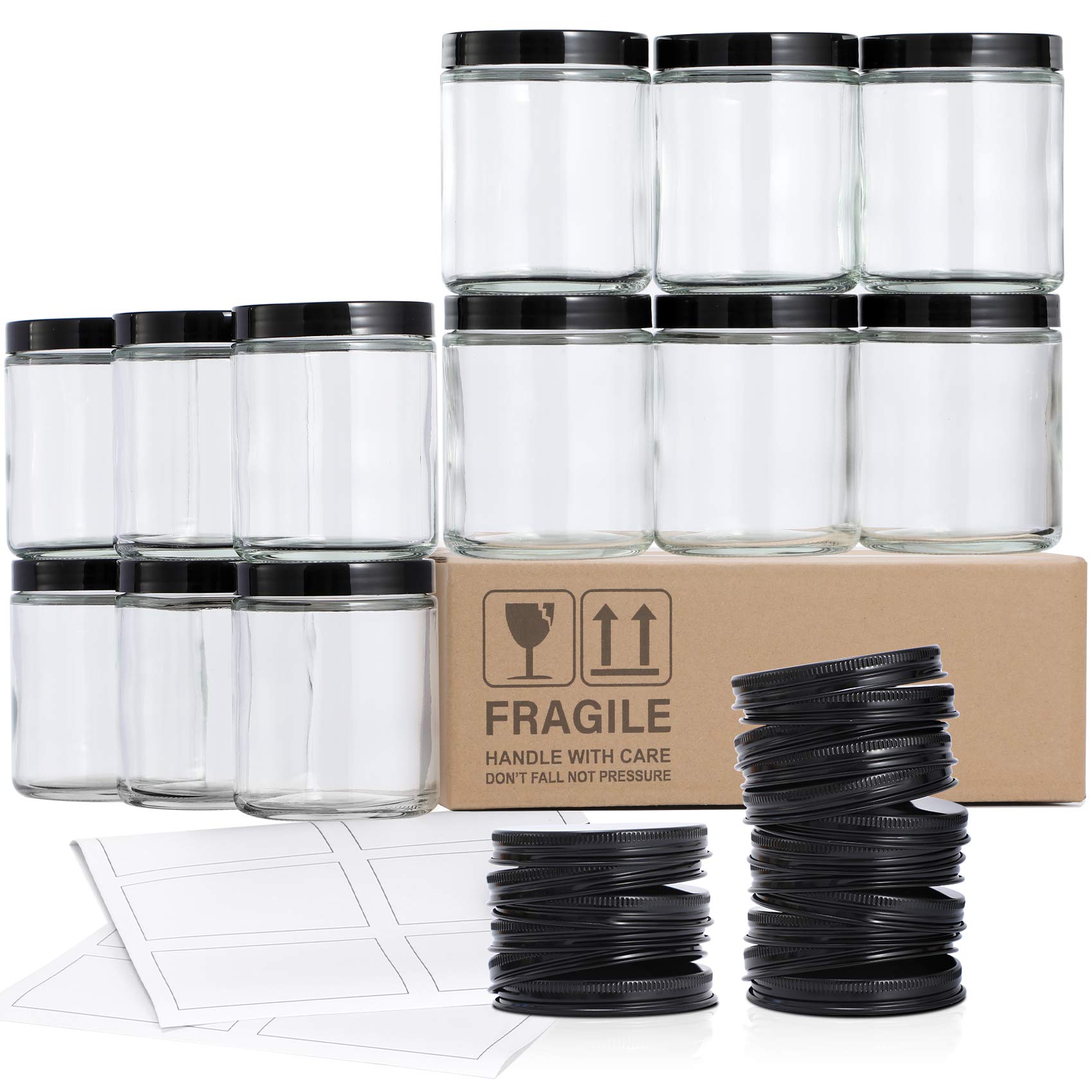 AOZITA jarras de vidrio claras 8 oz, ideales para velas o almacenamiento.