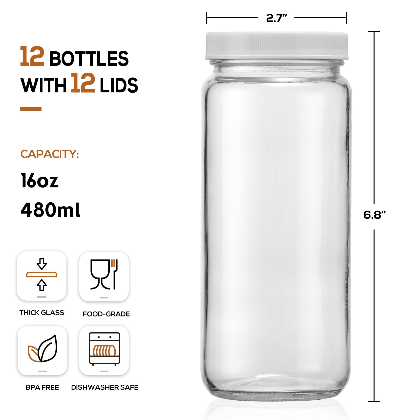 Conjunto AOZITA de 12 botellas de vidrio para bebidas caseras.