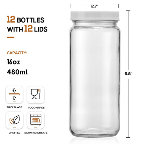 Conjunto AOZITA de 12 botellas de vidrio para bebidas caseras.