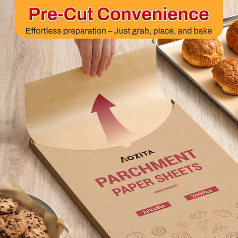 AOZITA papel pergamino 12x16 para horno seguro y antiadherente