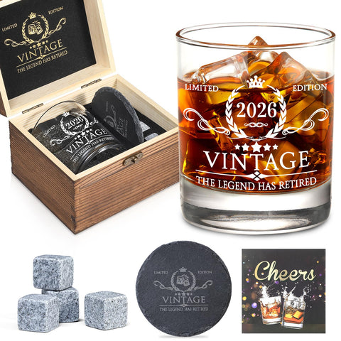 AOZITA set regalo whisky caja madera, presentación elegante para jubilación