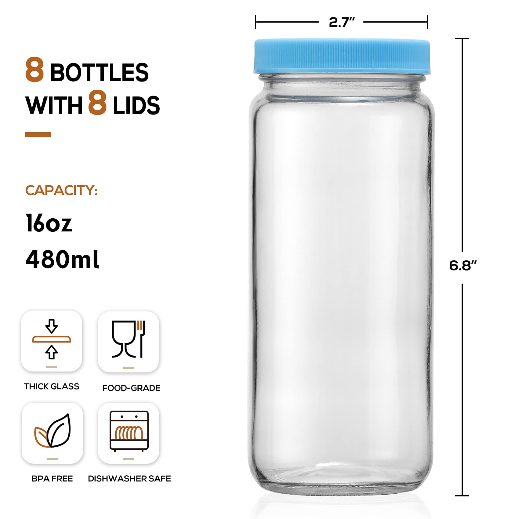 AOZITA tapas coloreadas 8 unidades con sello hermético para bebidas