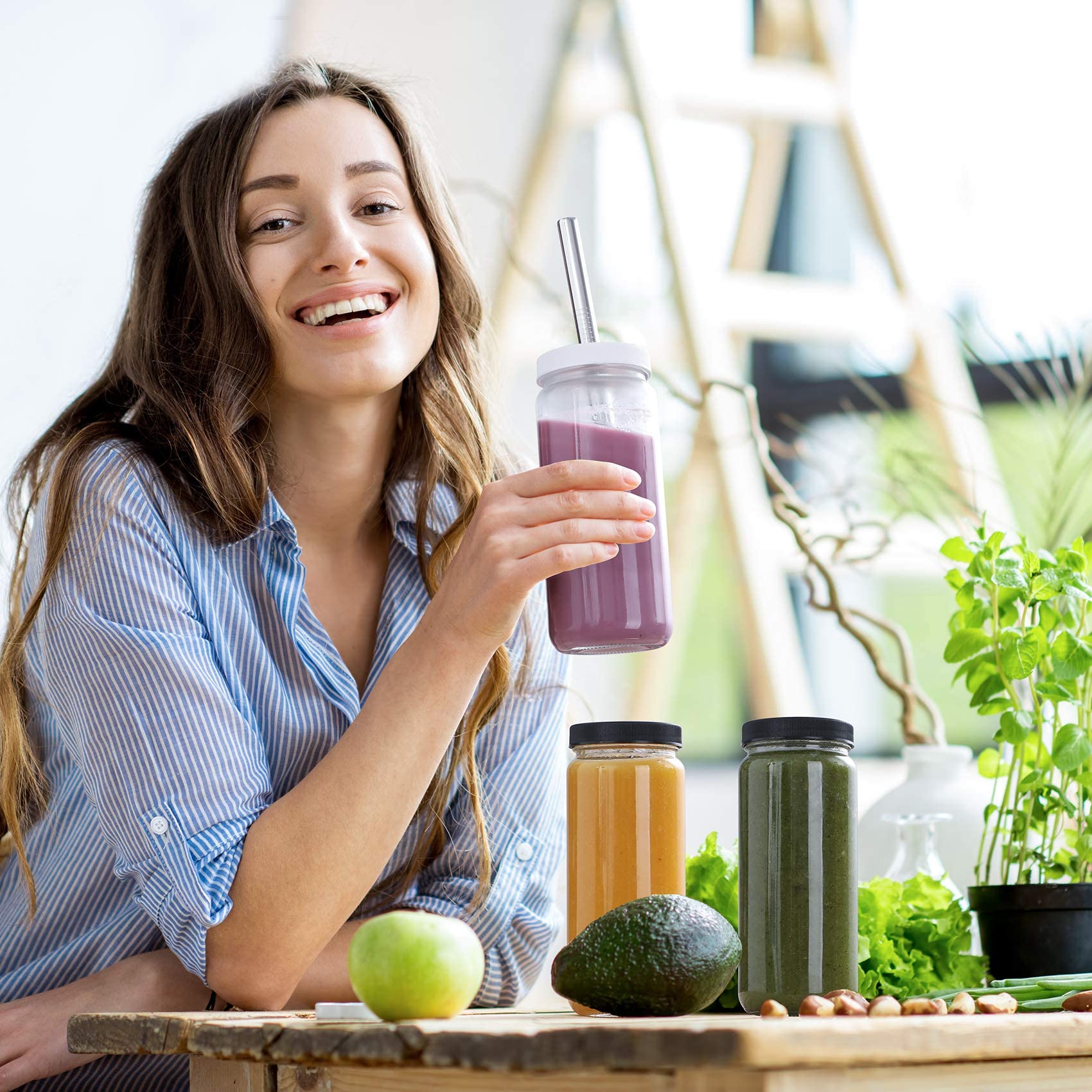 AOZITA uso versátil para jugos, té y smoothies en casa o al viajar.