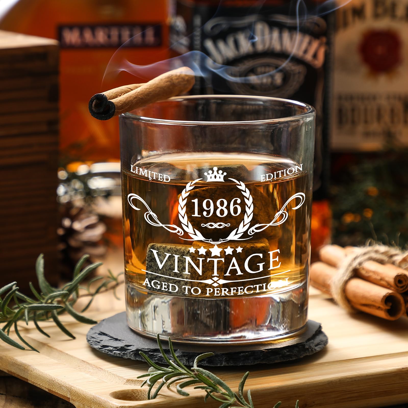 AOZITA vaso whiskey 11oz diseño clasico para regalo sobrio.
