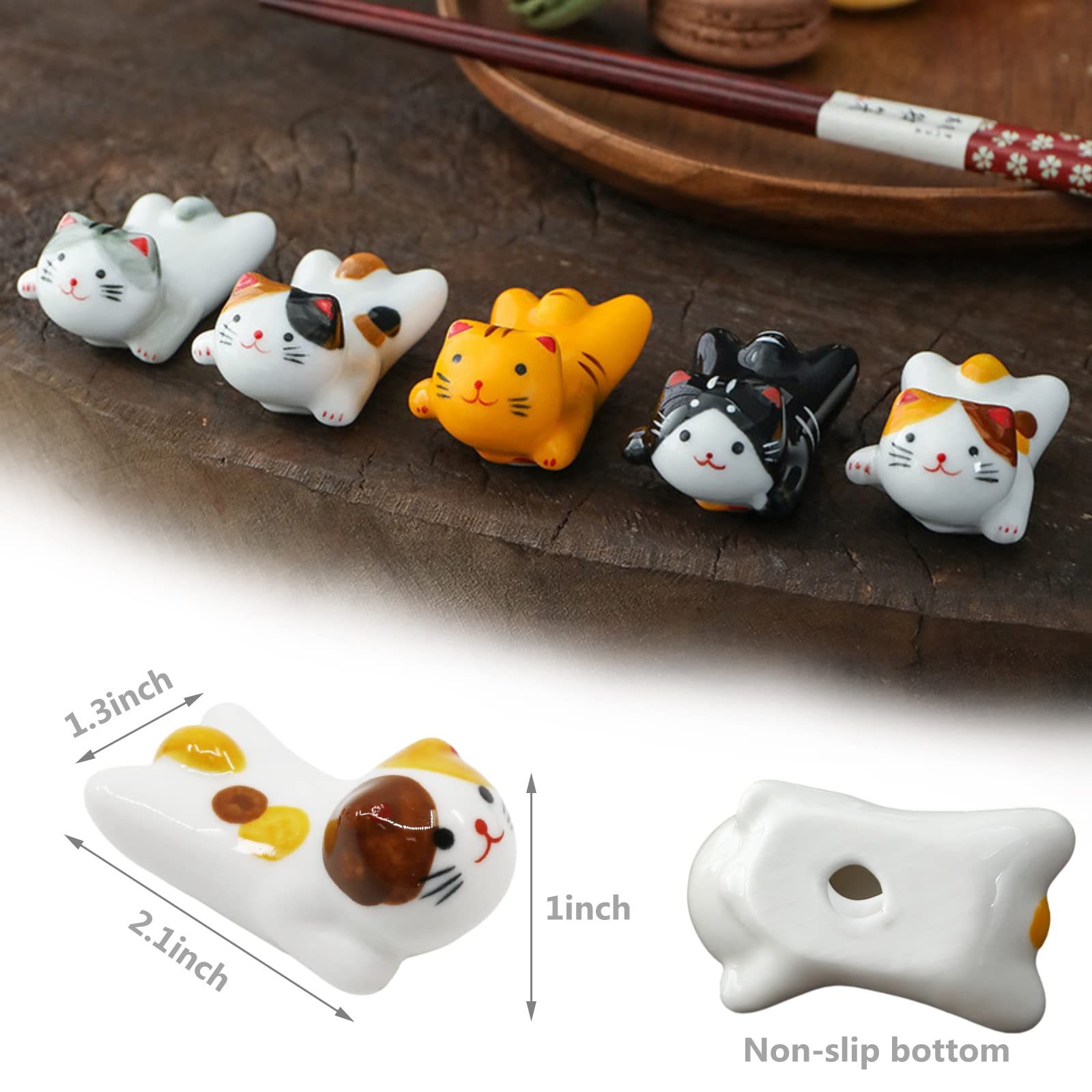 AP ARTSPER ceramico hecho a mano reposapalillos con diseño de gato.
