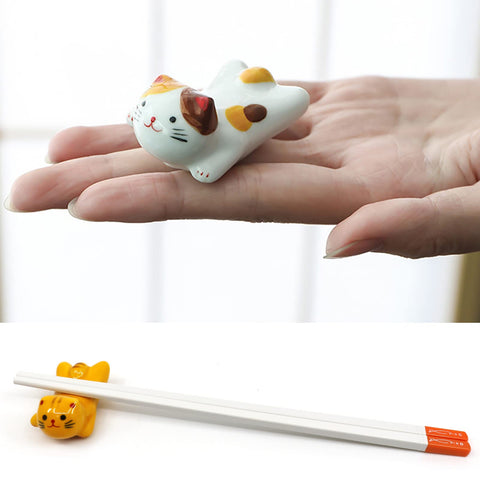 AP ARTSPER estilo japonés gatos reposapalillos ceramico para mesa.