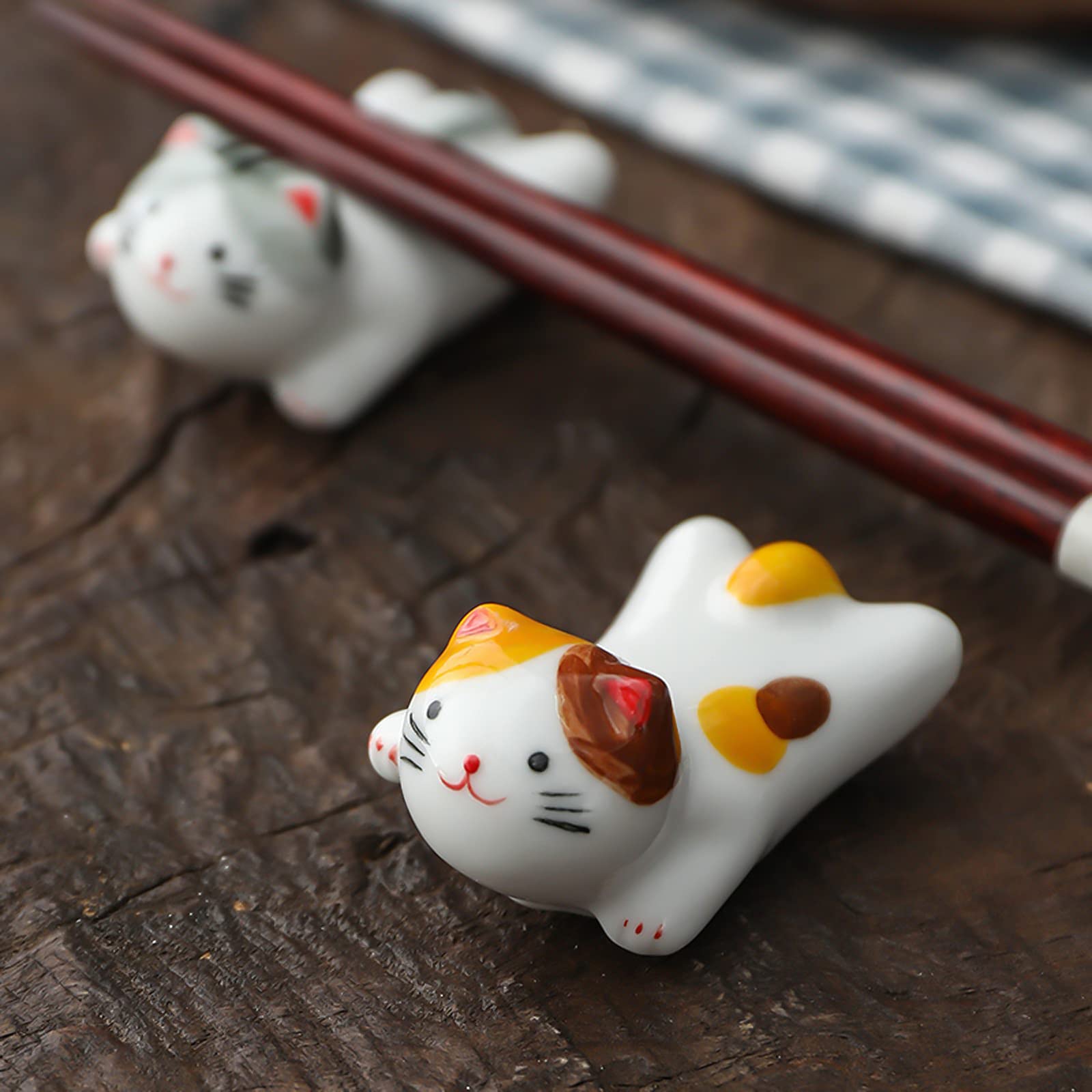 AP ARTSPER reposapalillos ceramico gato adorable para decoracion de mesa.