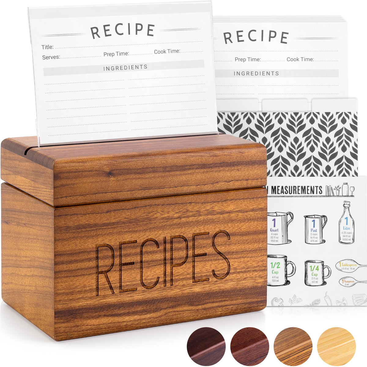 Caja de recetas Apace Living en madera Sapele para 240 tarjetas.