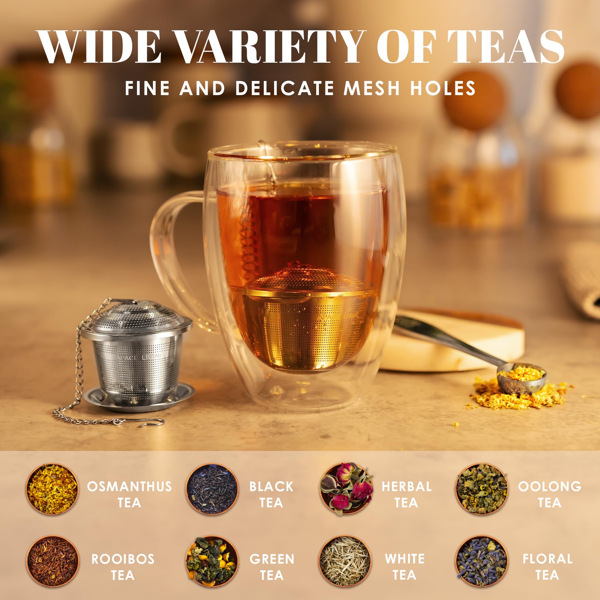 Cuchara medidora de té Apace Living para medir la cantidad exacta.