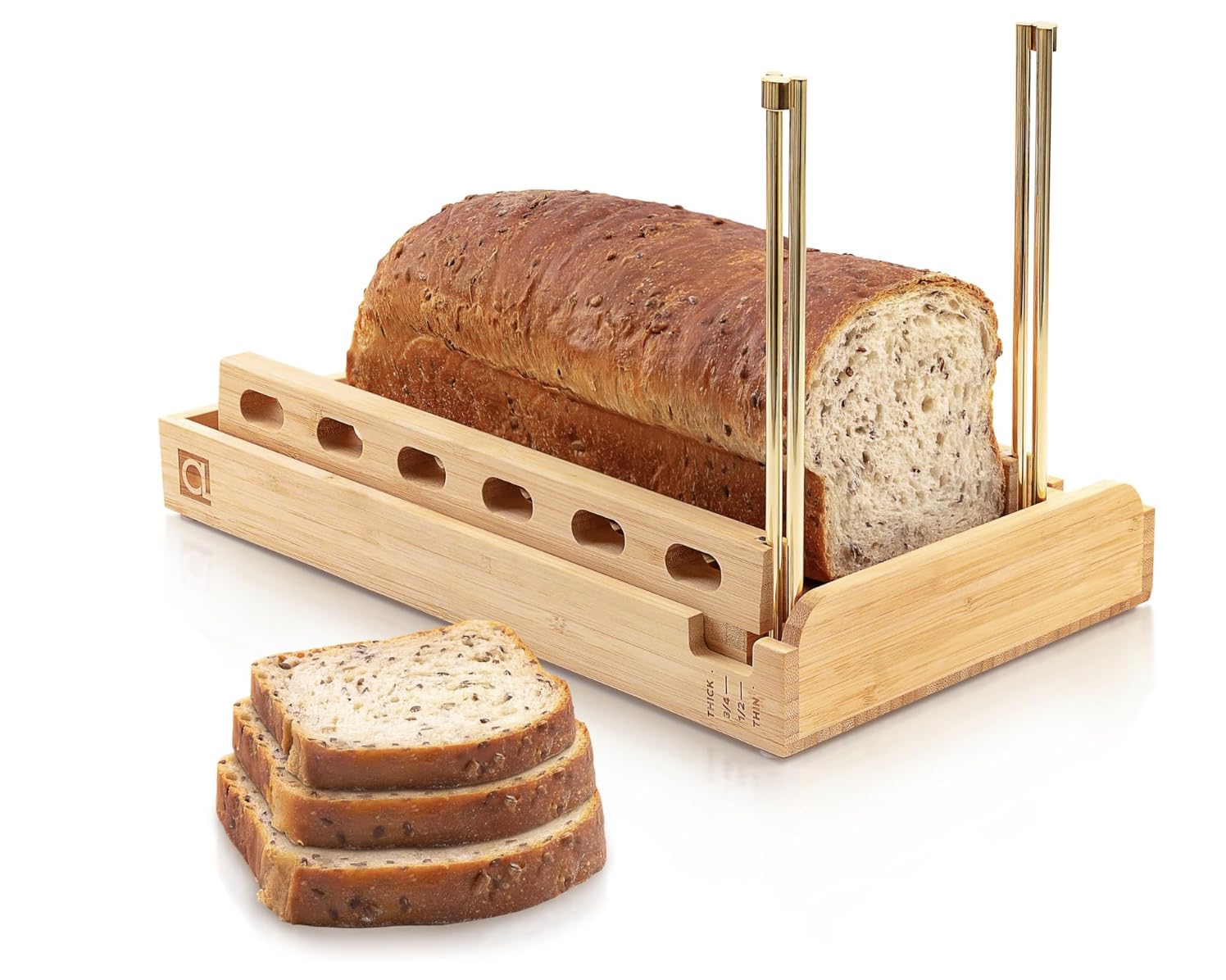 Apace Living Ditto 2.0: rebanador de pan de bambú para rebanadas uniformes y limpias