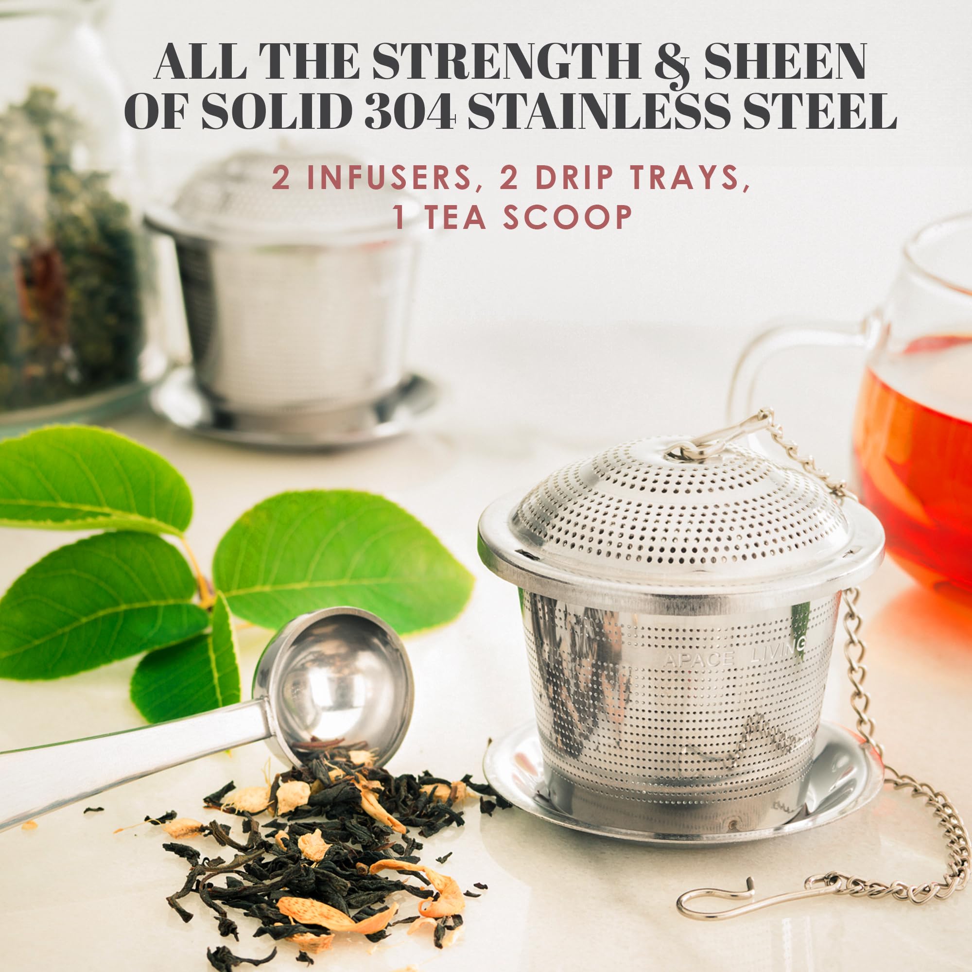 Sin residuos de infusión en la taza con Apace Living.