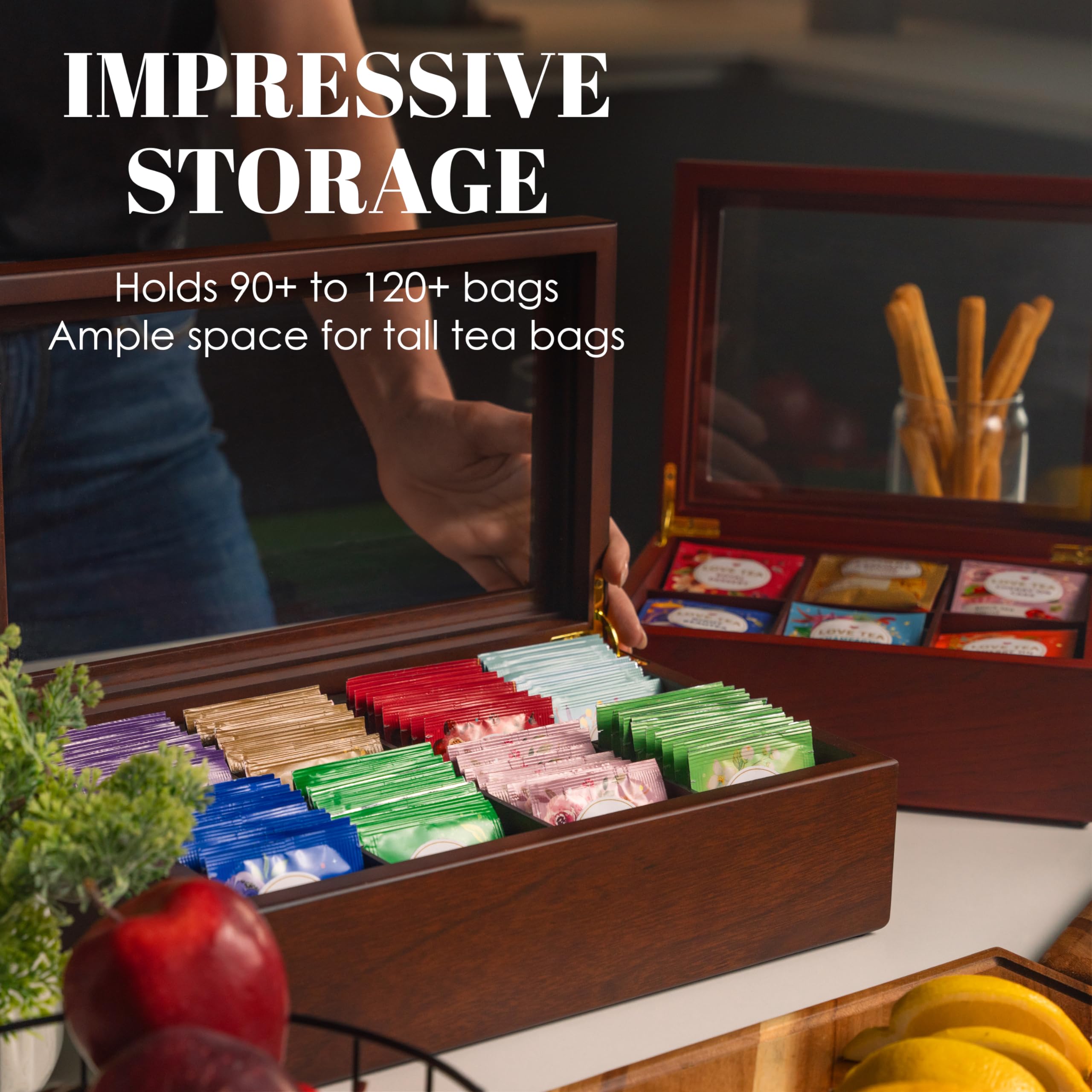 Apace Living Tea Box capacidad para 120 bolsitas de té