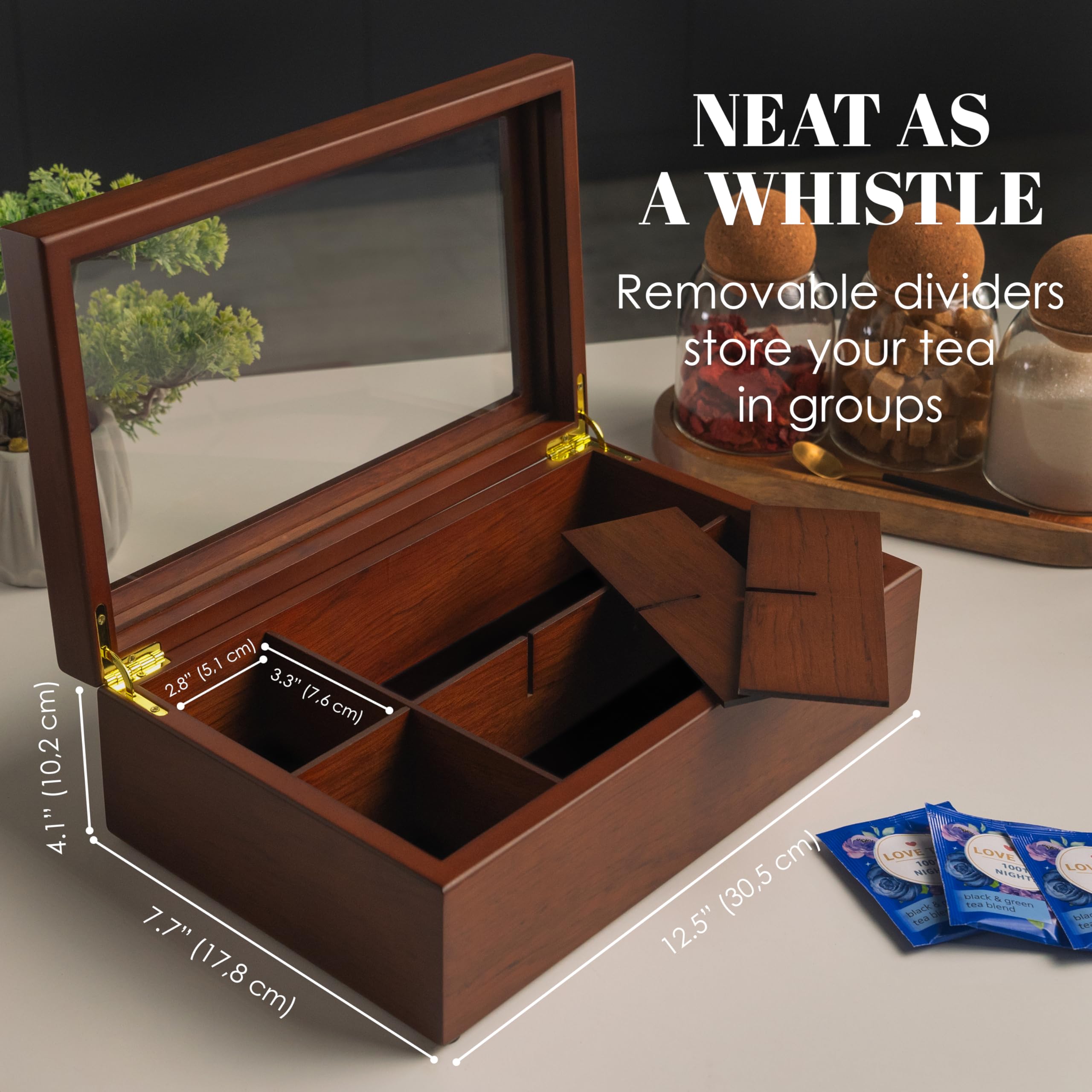 Apace Living Tea Box ocho compartimentos ajustables para organización de té