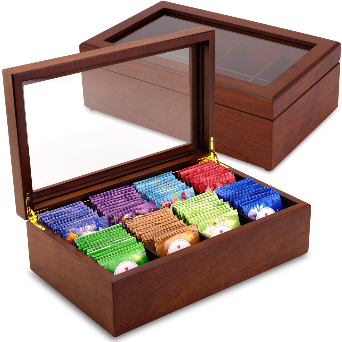 Apace Living Tea Box detalle interior, almacenamiento para bolsas de té
