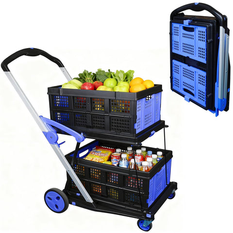 APOXCON carrito con dos cajas de almacenamiento para organización y movilidad
