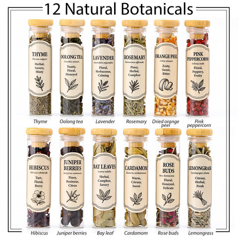 Botánicos de Apragaz en frascos de vidrio conservando aroma y color.