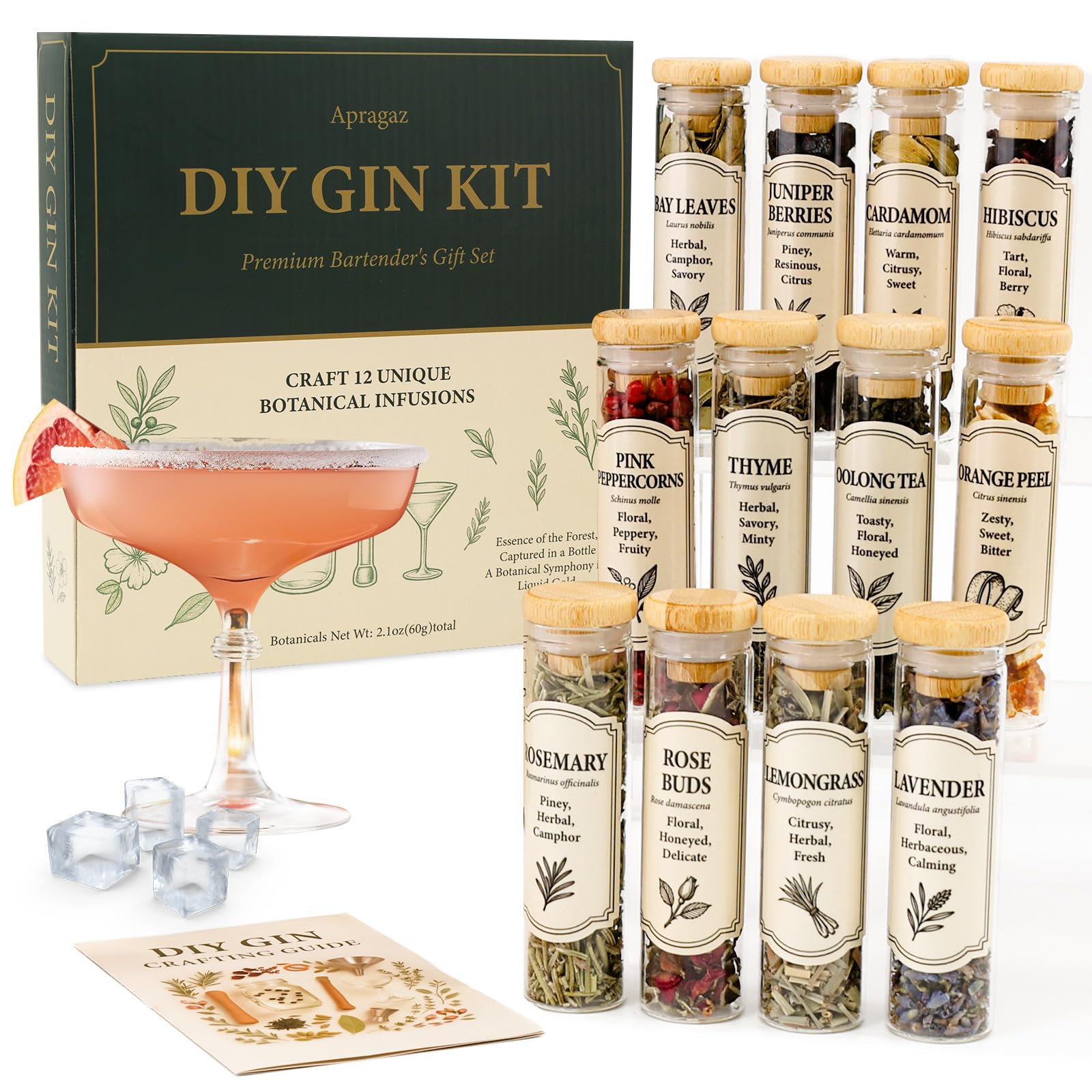 Apragaz kit gin botánicas 12 para personalizar sabores en casa.