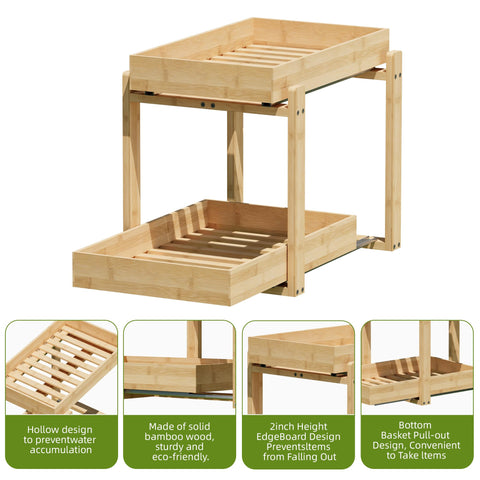 APRTAT cajón deslizante de bambú, detalle del deslizamiento suave.