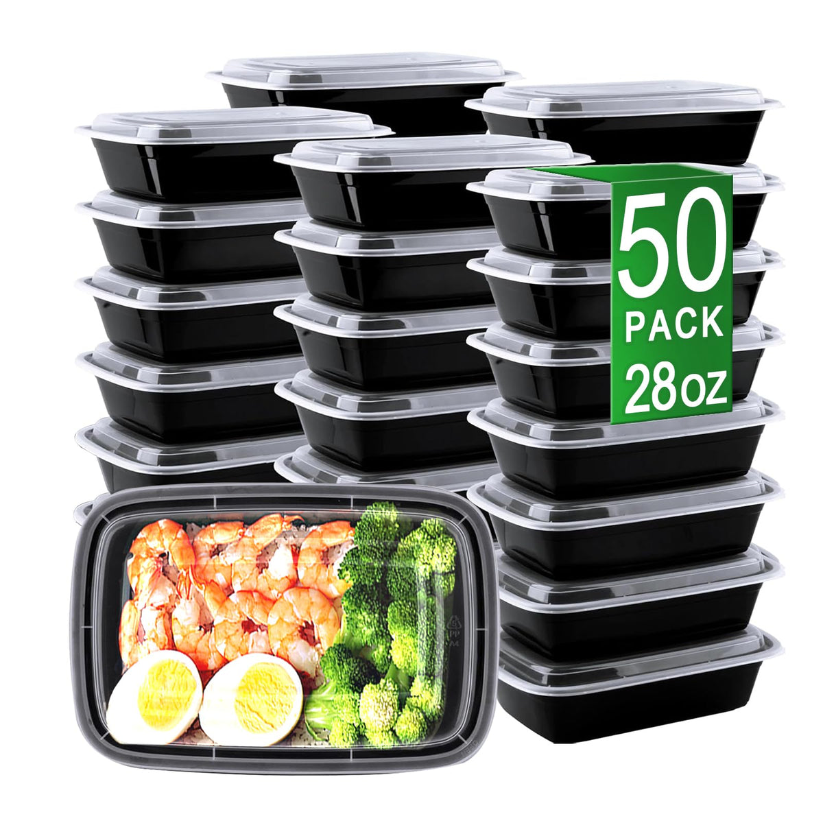 APSIC contenedores de preparación de comidas de 28 onzas con tapas herméticas para almacenamiento seguro.