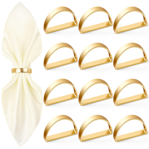 APTWOW anillos para servilleta dorados en semicírculos, set de 12 para decoración elegante.