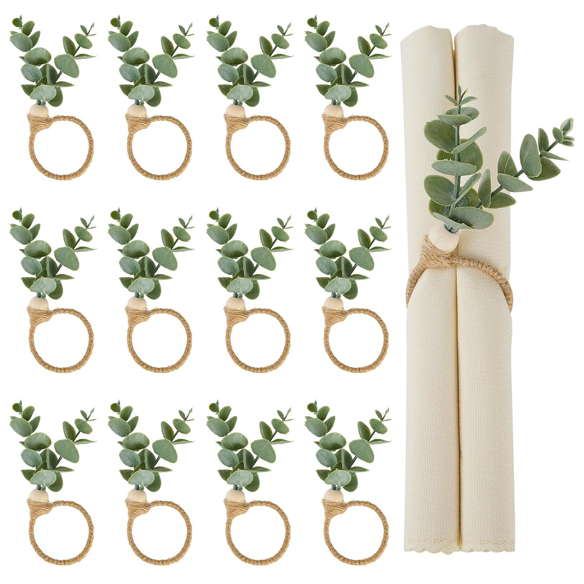 Anillo para servilleta APTWOW con hoja de eucalipto para un toque natural en la mesa