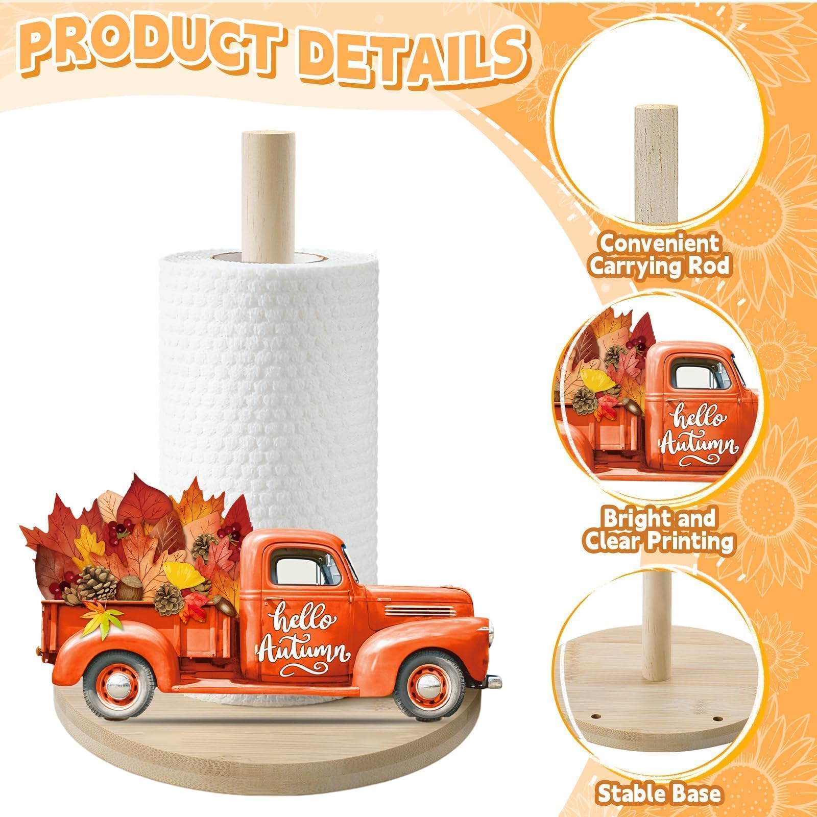 APUDWN portarrollos de papel en bambú Halloween, toque temático para la cocina.