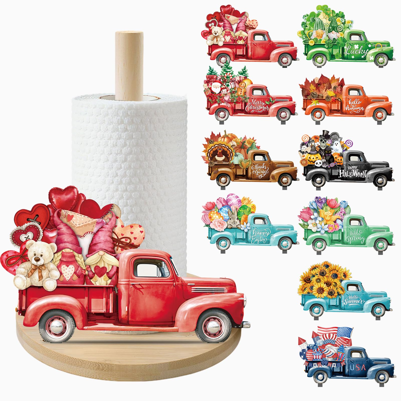 APUDWN portarrollos de papel en bambú para primavera, decoración festiva y organizada.