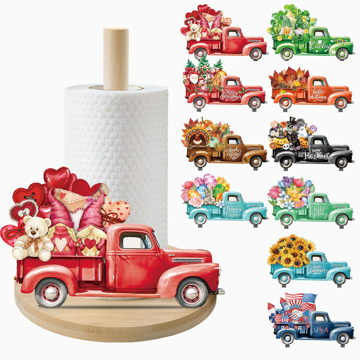 APUDWN portarrollos de papel en bambú para primavera, decoración festiva y organizada.