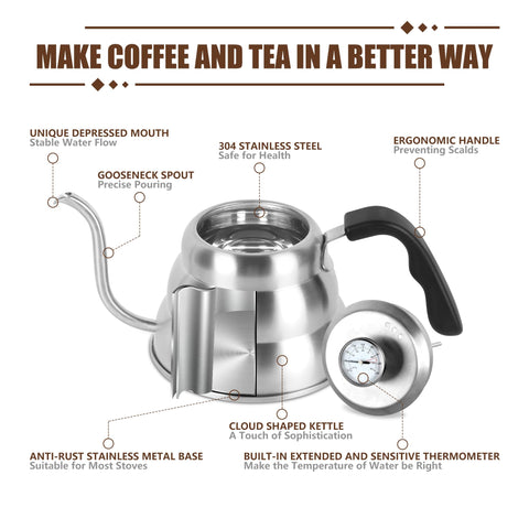 Apusu diseño elegante de hervidor para café y té
