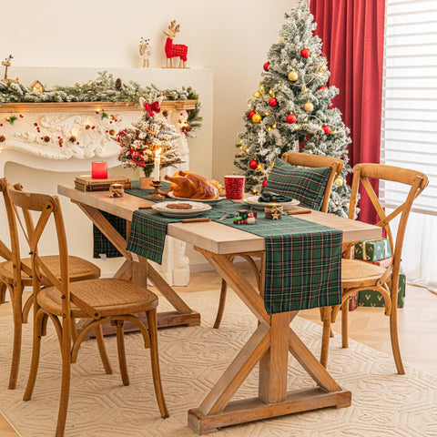 AQOTHES detalle del tejido del camino de mesa de Navidad