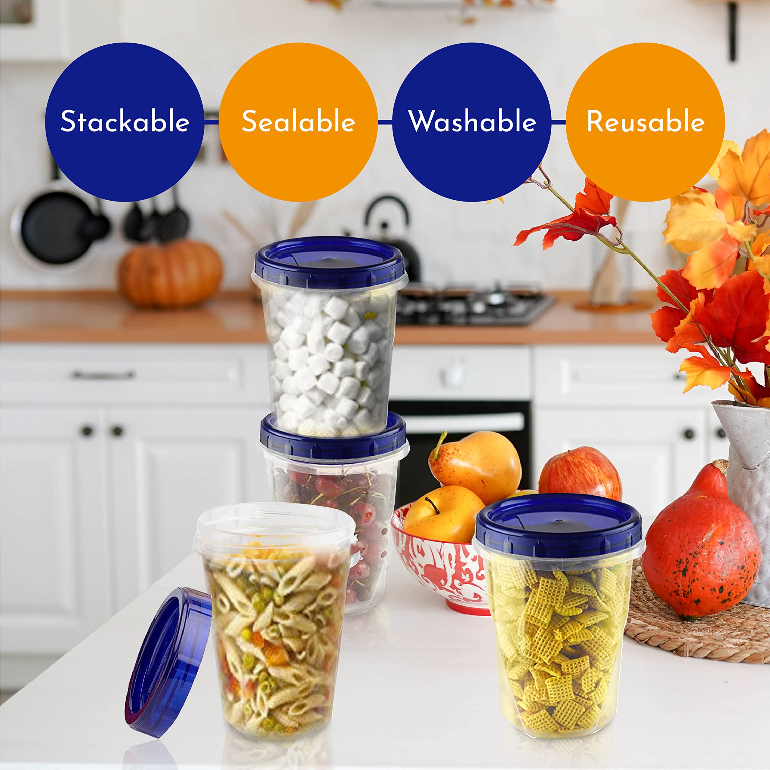 AQUA BLUE contenedor apto para microondas para recalentar comidas con facilidad.
