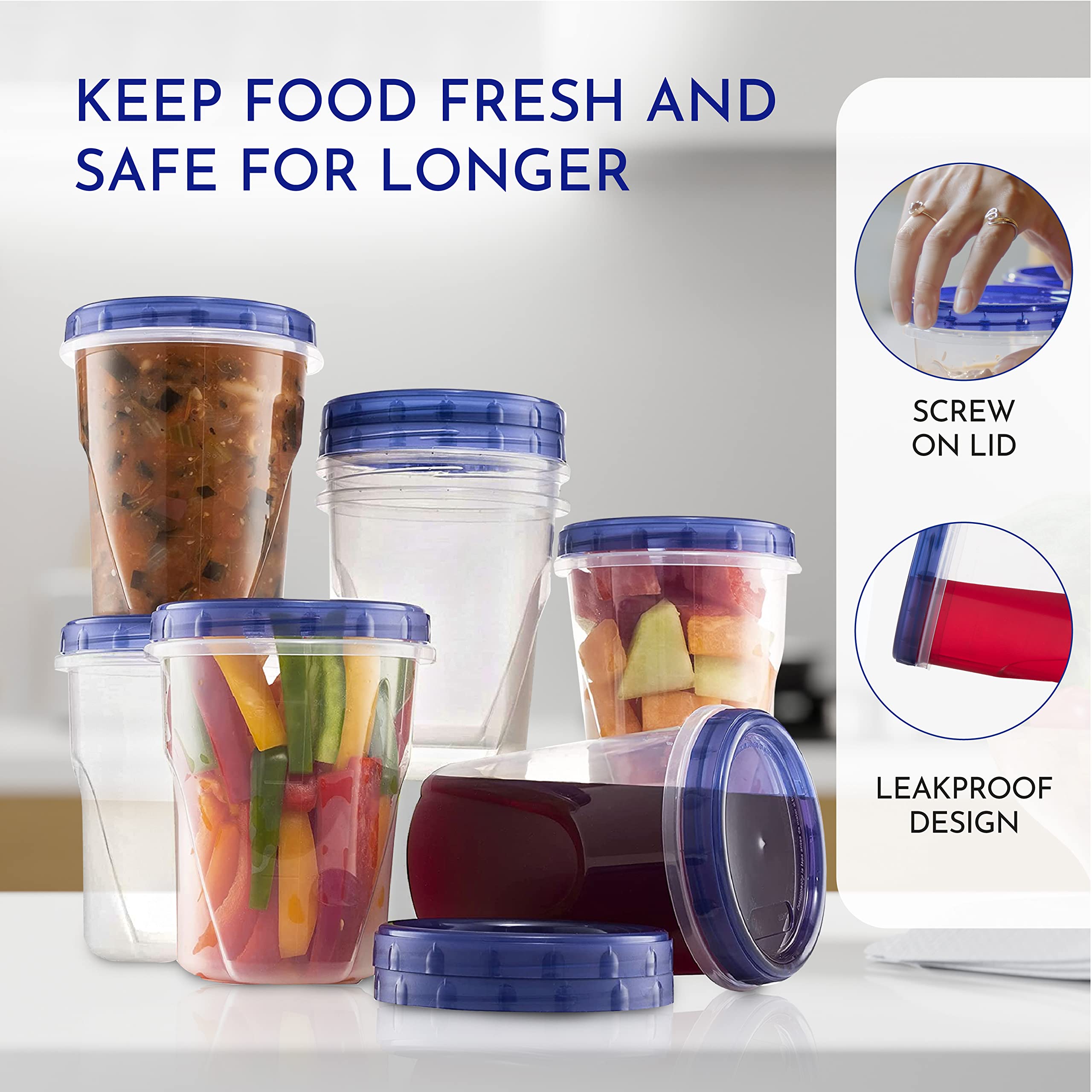Contenedor sin BPA AQUA BLUE cuida la seguridad alimentaria en casa.