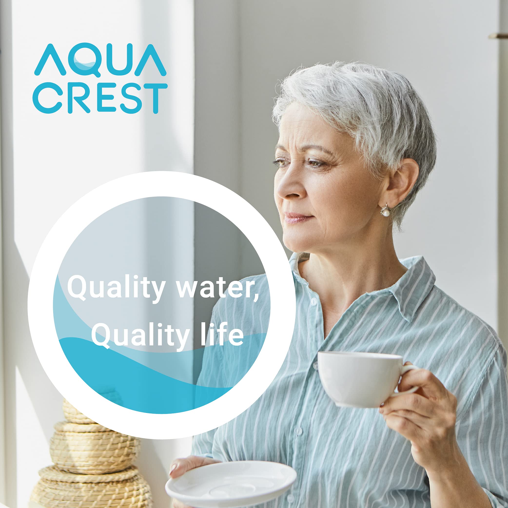 AQUA CREST filtro con ventana de vida, filtro-agua-ventana-visual-de-vida, permite monitorizar la vida util.