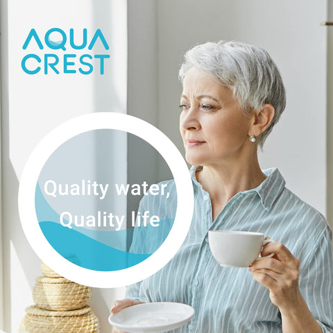 AQUA CREST filtro con ventana de vida, filtro-agua-ventana-visual-de-vida, permite monitorizar la vida util.