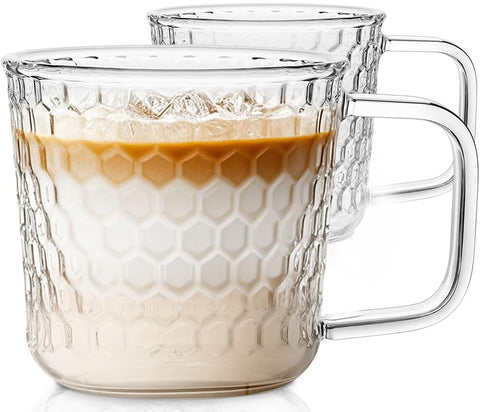 Aquach taza de café de cristal 16 oz con asa, agarre cómodo para diario