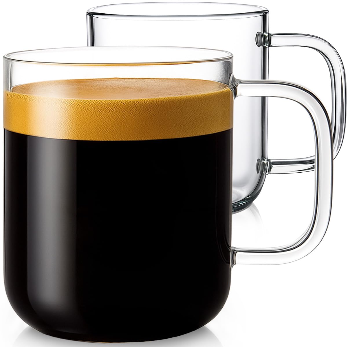 Aquach tazas de cristal 16 onzas, juego de 2, ideal para café.