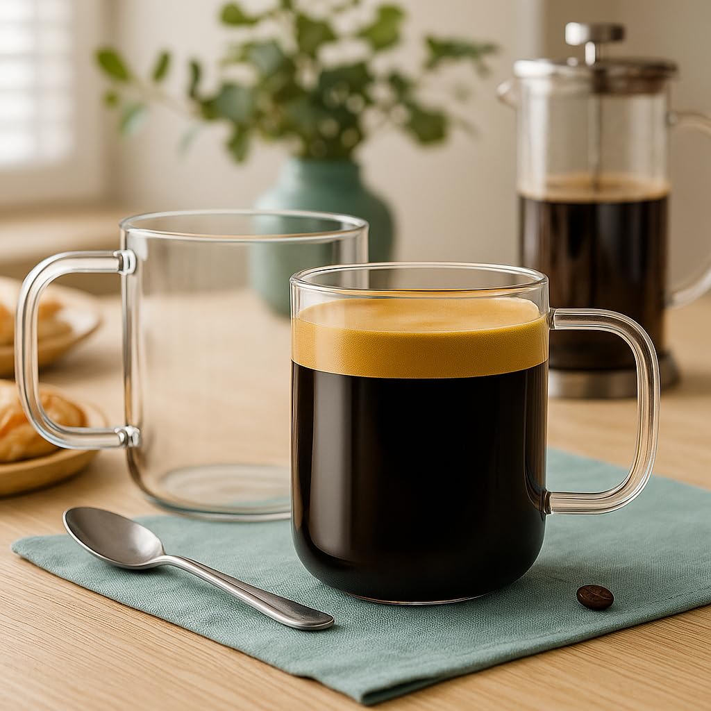 Aquach tazas cristal 16 onzas, manija ergonómica para agarre cómodo.