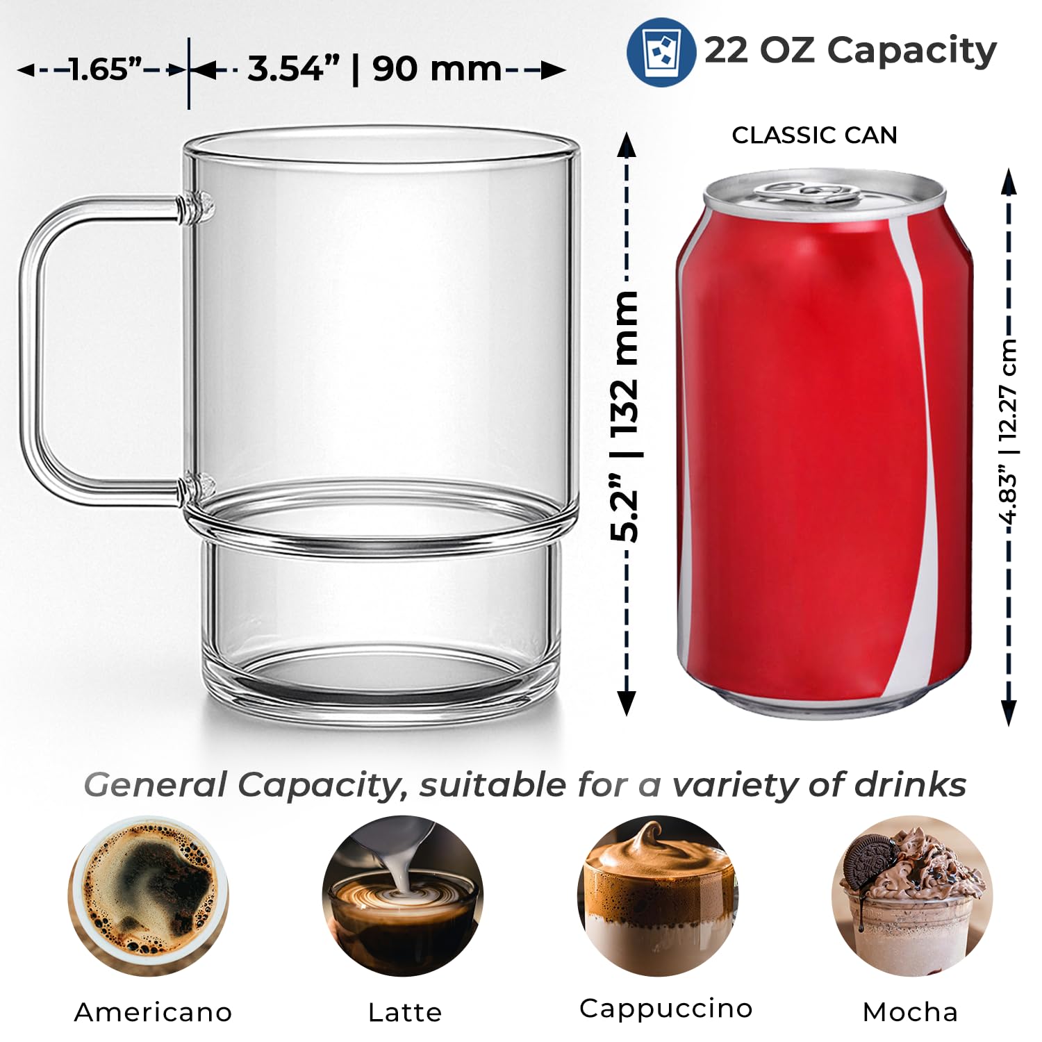 Aquach tazas cristal borosilicato duradero y resistente