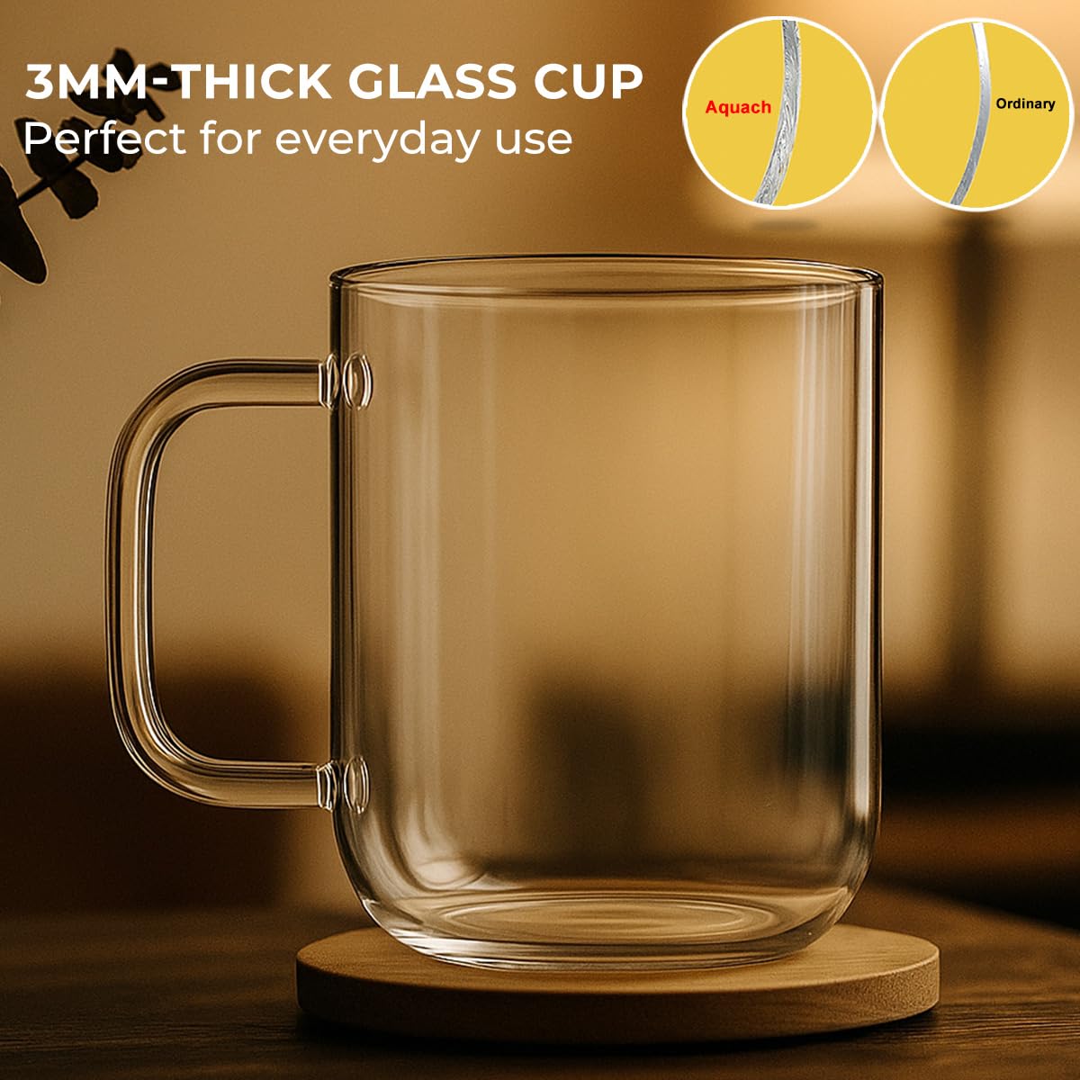 Aquach tazas cristal, claridad alta para ver color y textura.