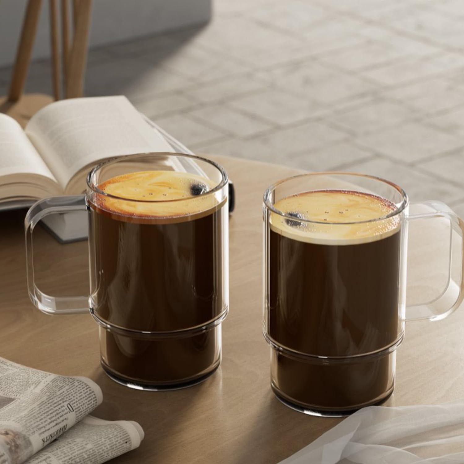Aquach tazas cristal para capuchino, elegancia diaria