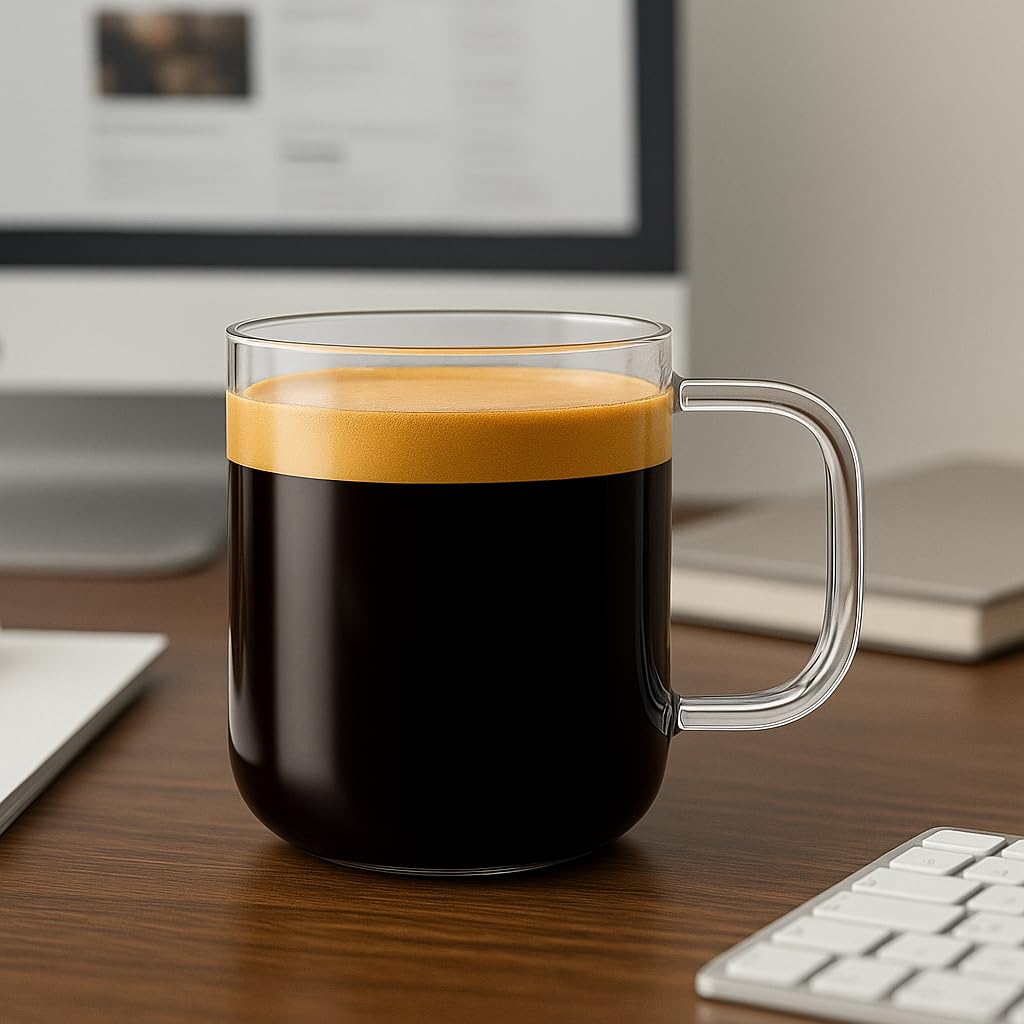 Aquach taza cristal resistente al calor para bebidas calientes.