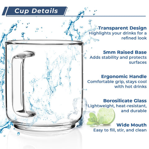 Vaso Aquach apto para microondas y lavavajillas, base estable.