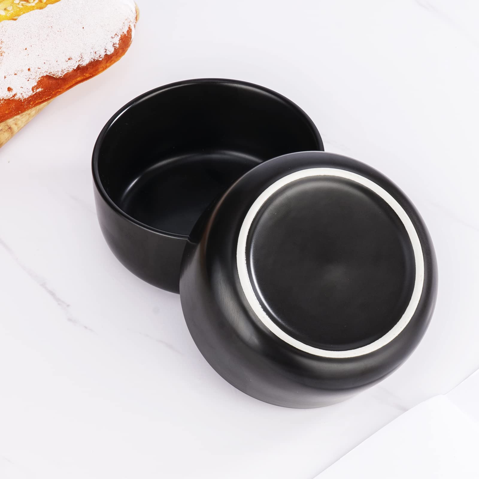 Aquiver cuencos cerámicos de 10oz negro mate, diseño minimalista para mesas elegantes