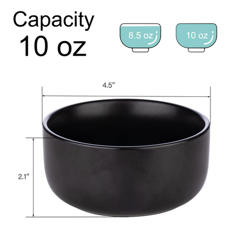 Aquiver cuencos cerámicos 10oz negro mate, ideales para porciones pequeñas y postres