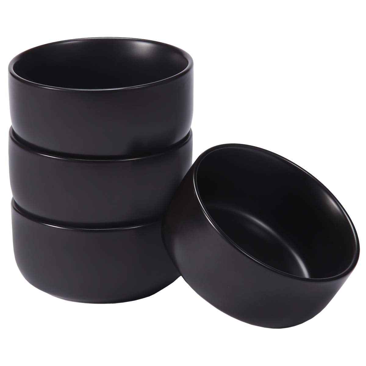 Aquiver cuencos cerámicos negro mate, juego de 4, ideal para postres y salsas