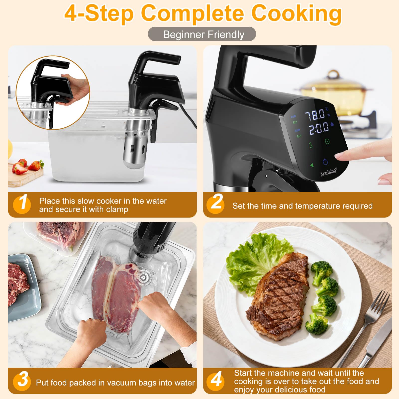 Ararising cocedor sous vide calibracion, facilita ajustes para resultados consistentes
