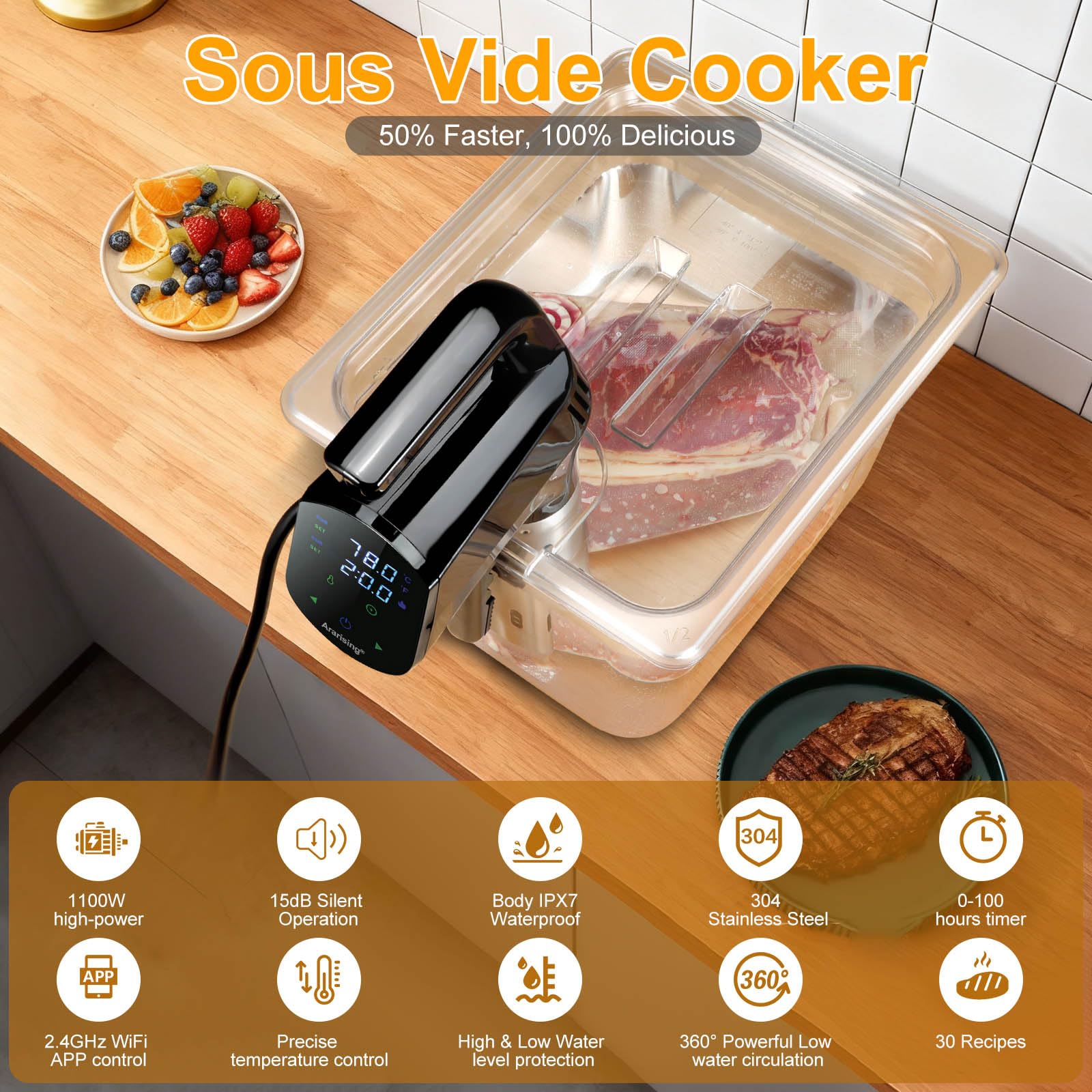 Ararising cocedor sous vide control por app, comodidad desde cualquier habitación