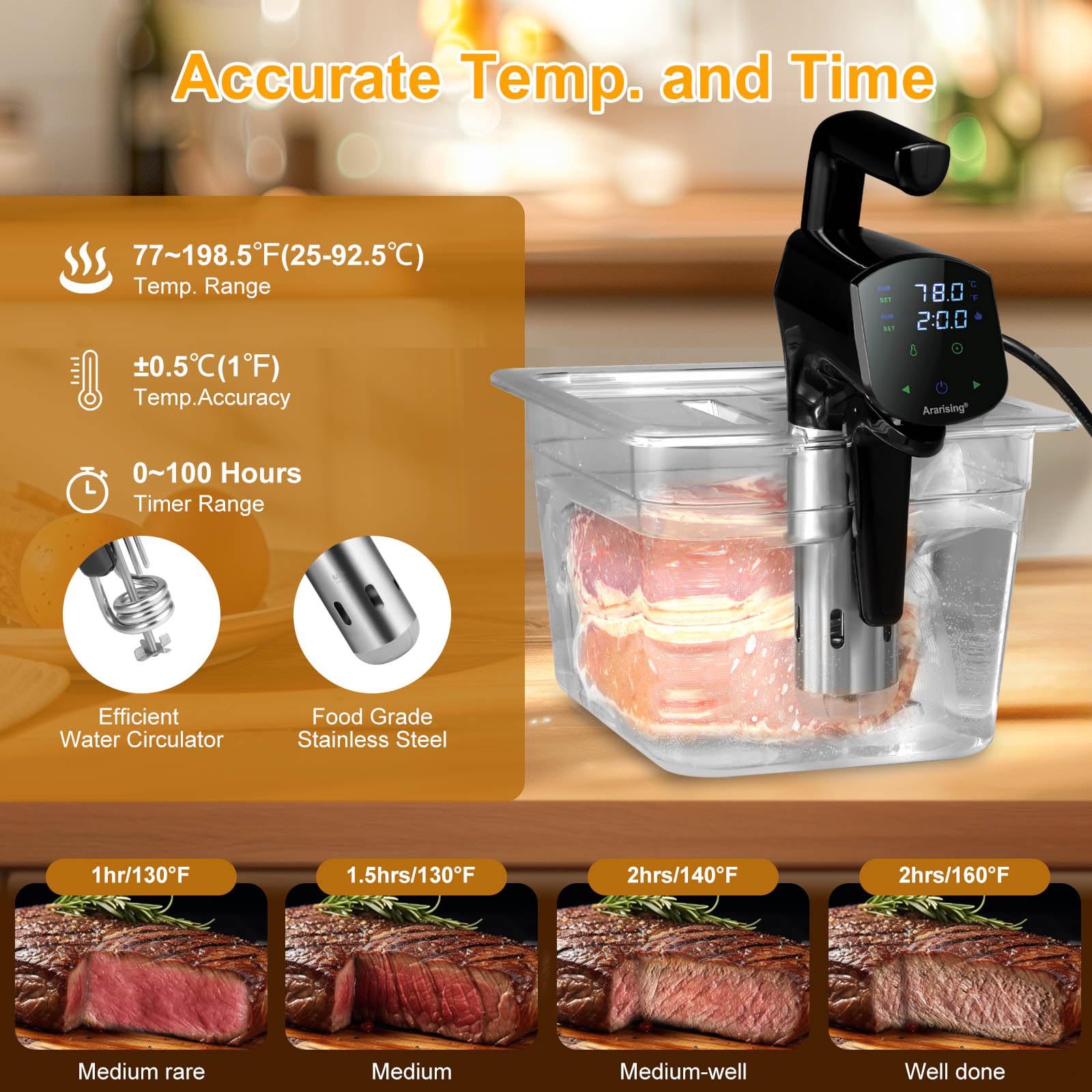 Ararising cocedor sous vide IPX7 seguridad y limpieza sin complicaciones