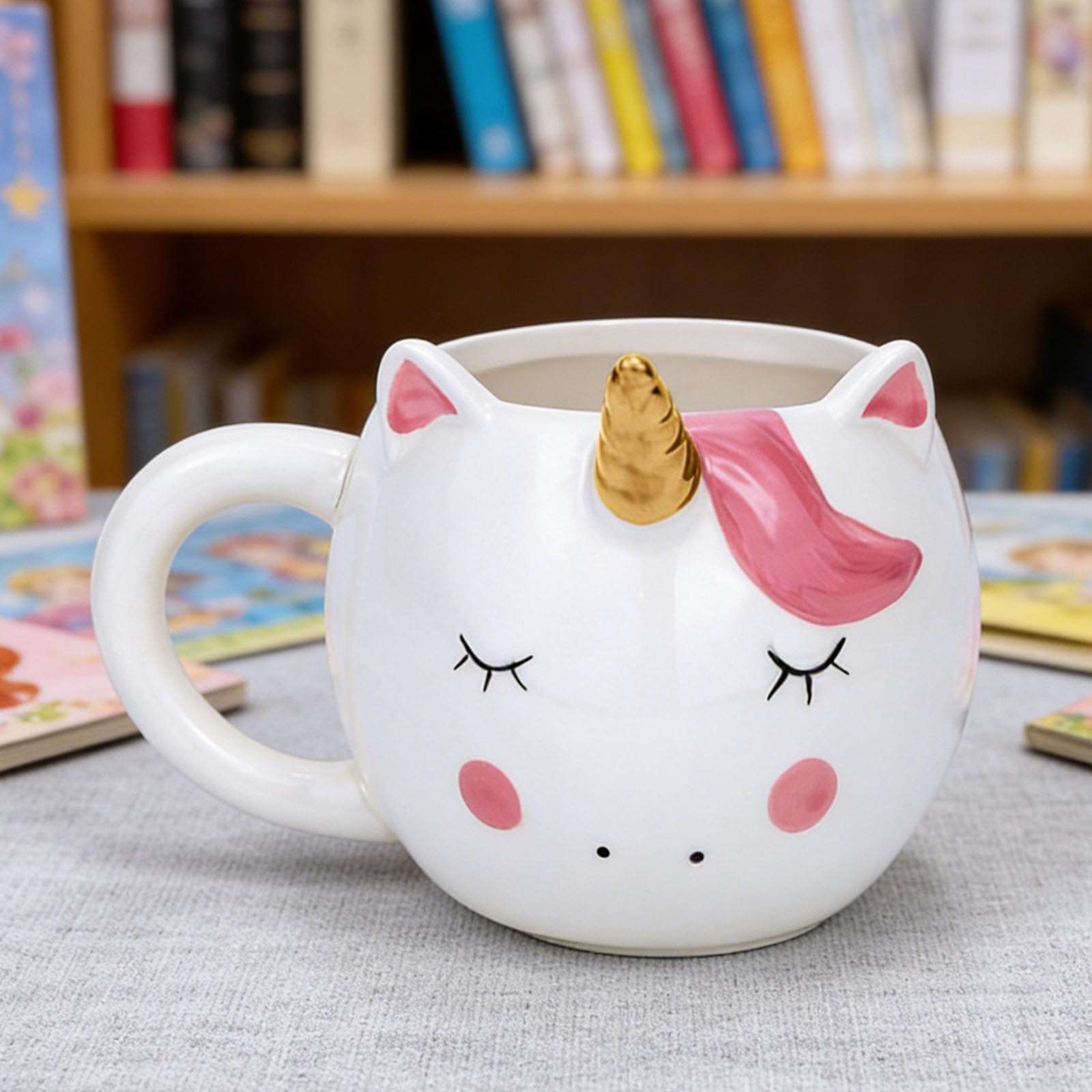 Taza de cerámica Arawat unicornio 3D para té o café